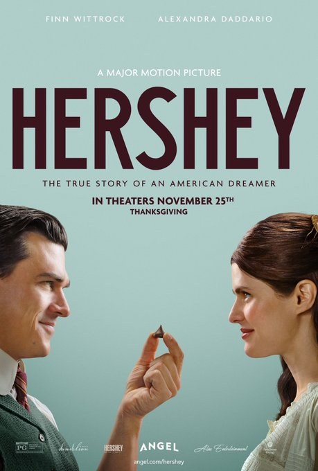 Hershey Poster Reveals Finn Wittrock and Alexandra Daddario as the Chocolate Empire’s Founders